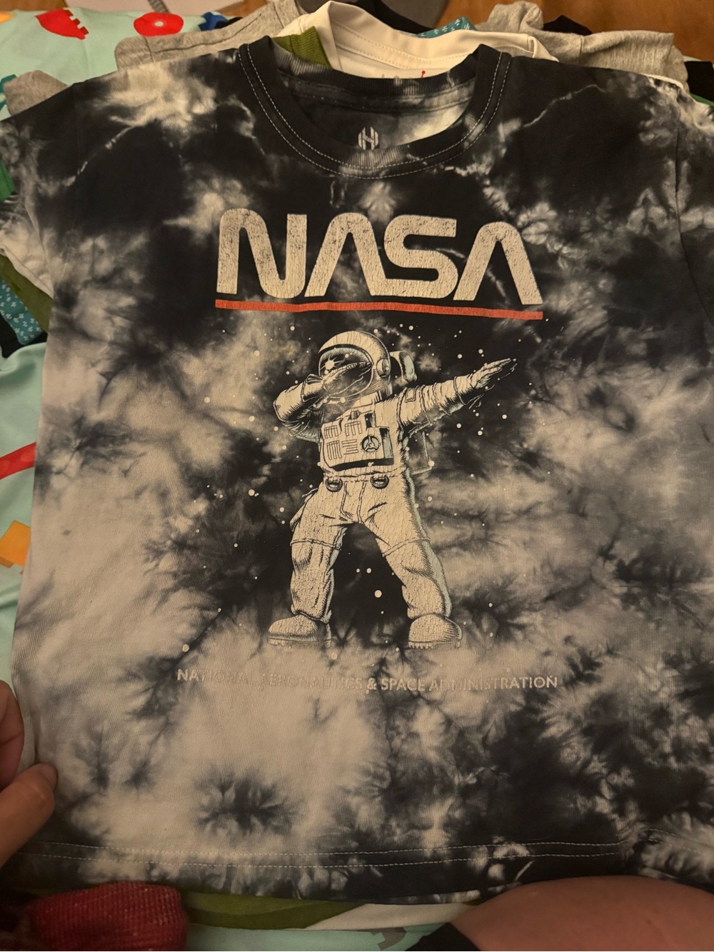 NASA Tie-Dye Astronaut Graphic Tee - Black & White
